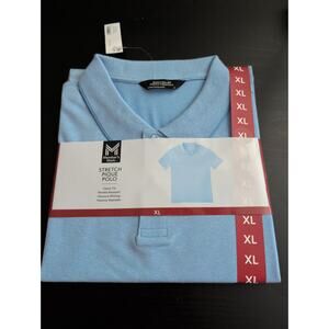 Men's Stretch Pique Polo Blue Classic Fit Size XL